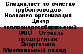 Специалист по очистке трубопроводов › Название организации ­ Центр теплоэнергосбережений, ООО › Отрасль предприятия ­ Энергетика › Минимальный оклад ­ 1 - Все города Работа » Вакансии   . Владимирская обл.,Радужный г.